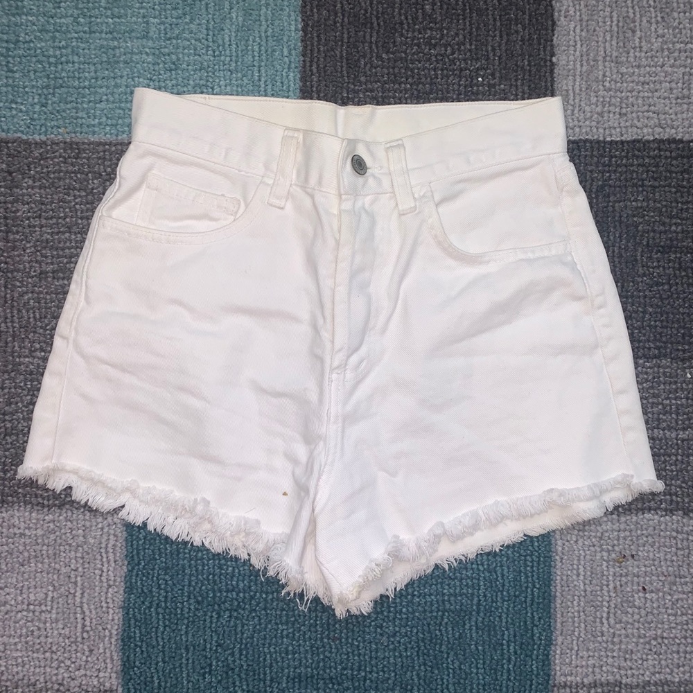 John Galt white denim shorts